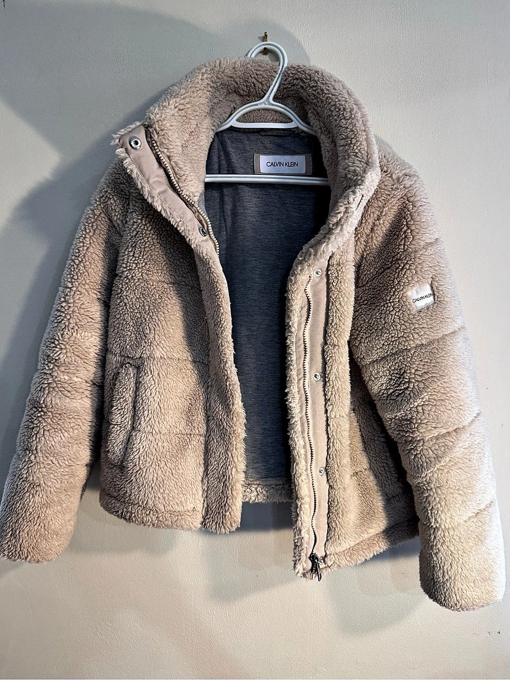 Calvin Klein Teddy Cropped Fleece Zip Up Jacket XS